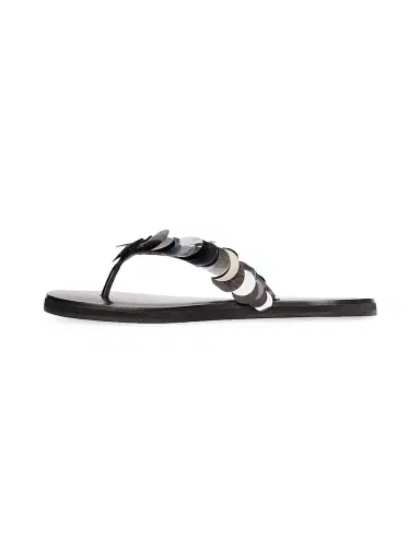 Black Suede Studio Women's GLW Flop Paillettes Flip Flop - Black Leather - Size 10 | Thumbnail 4 Black Suede Studio Women's GLW Flop Paillettes Flip Flop - Black Leather - Size 10 | Thumbnail 4