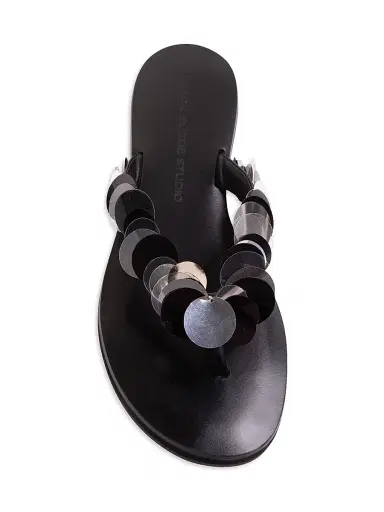 Black Suede Studio Women's GLW Flop Paillettes Flip Flop - Black Leather - Size 10 | Thumbnail 5 Black Suede Studio Women's GLW Flop Paillettes Flip Flop - Black Leather - Size 10 | Thumbnail 5