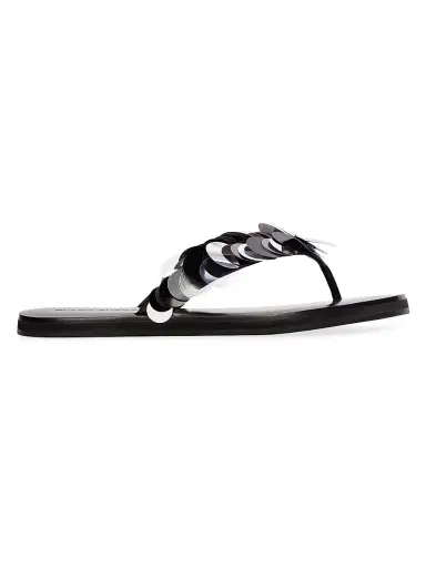 Black Suede Studio Women's GLW Flop Paillettes Flip Flop - Black Leather - Size 10 | Thumbnail 1 Black Suede Studio Women's GLW Flop Paillettes Flip Flop - Black Leather - Size 10 | Thumbnail 1