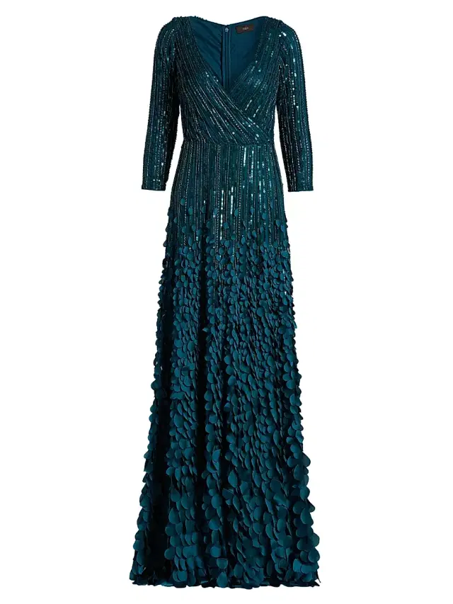 Theia Women's Arabella Beaded A-Line Gown - Poseidon