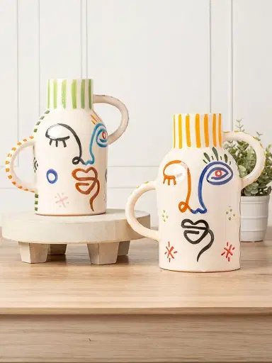 Verve Culture Moroccan Handpainted Visage Vase - Assorted | Thumbnail 2