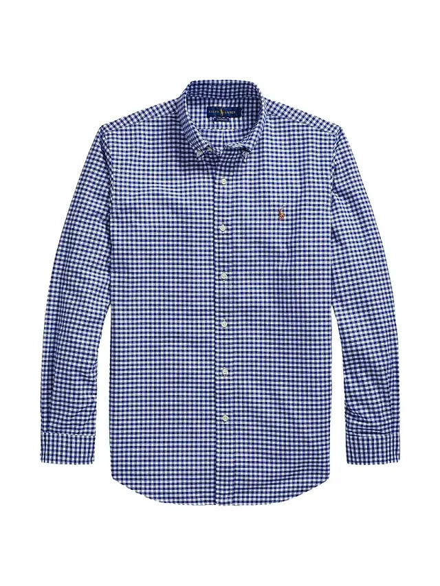 Polo Ralph Lauren Men's Custom-Fit Gingham Cotton Oxford Shirt - Blue White Gingham