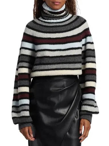 Proenza Schouler Women's Danea Striped Cashmere-Blend Oversized Sweater - Neutral Multi | Thumbnail 3