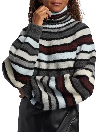 Proenza Schouler Women's Danea Striped Cashmere-Blend Oversized Sweater - Neutral Multi | Thumbnail 6
