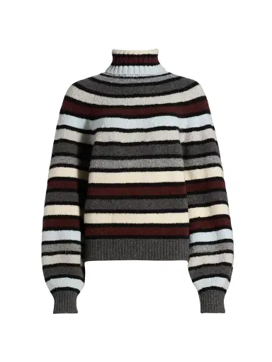 Proenza Schouler Women's Danea Striped Cashmere-Blend Oversized Sweater - Neutral Multi | Thumbnail 1