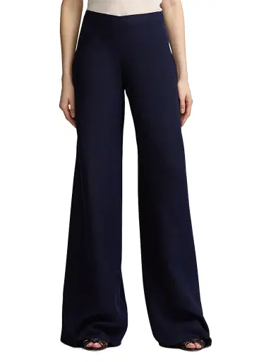 Ralph Lauren Collection Women's Daria Linen High-Rise Wide-Leg Pants - Lux Navy - Size 6 | Thumbnail 3