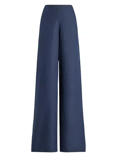 Ralph Lauren Collection Women's Daria Linen High-Rise Wide-Leg Pants - Lux Navy - Size 6 | Thumbnail 1