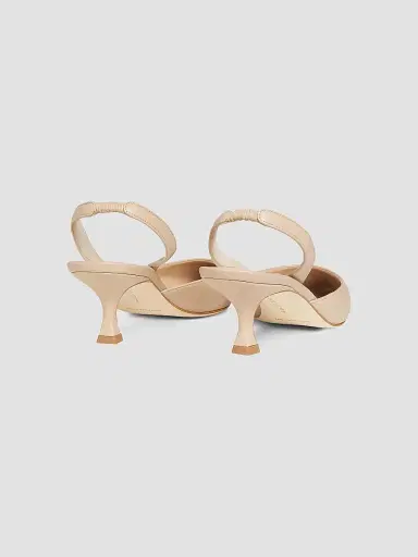 Manolo Blahnik Women's Carolyne 50MM Leather Slingback Pumps - Cream - Size 5 | Thumbnail 3