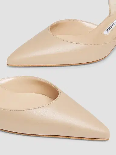 Manolo Blahnik Women's Carolyne 50MM Leather Slingback Pumps - Cream - Size 5 | Thumbnail 5