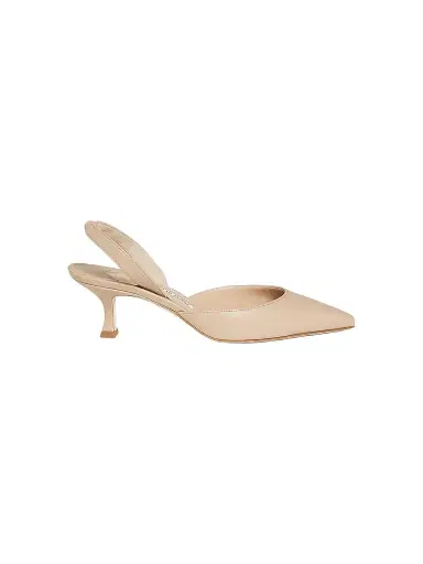 Manolo Blahnik Women's Carolyne 50MM Leather Slingback Pumps - Cream - Size 5 | Thumbnail 1