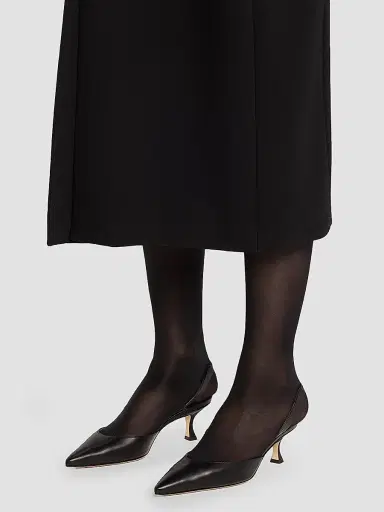 Manolo Blahnik Women's Carolyne 50MM Leather Slingback Pumps - Black - Size 11 | Thumbnail 2