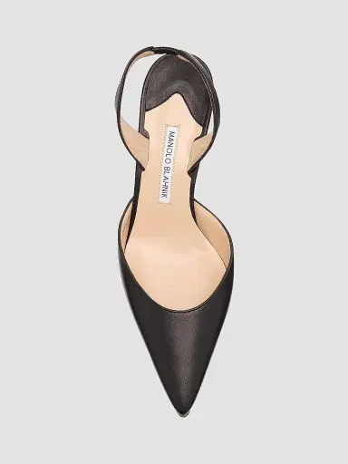 Manolo Blahnik Women's Carolyne 50MM Leather Slingback Pumps - Black - Size 11 | Thumbnail 4