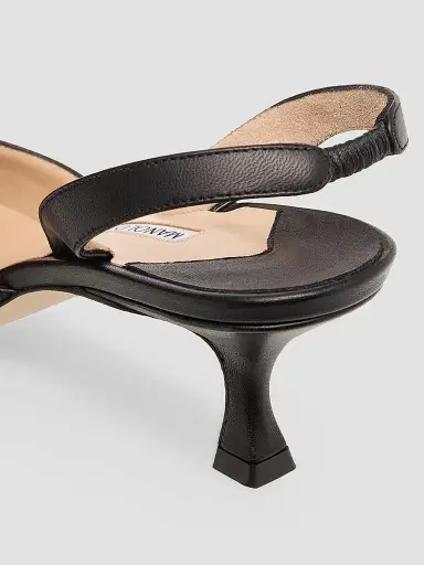Manolo Blahnik Women's Carolyne 50MM Leather Slingback Pumps - Black - Size 11 | Thumbnail 5