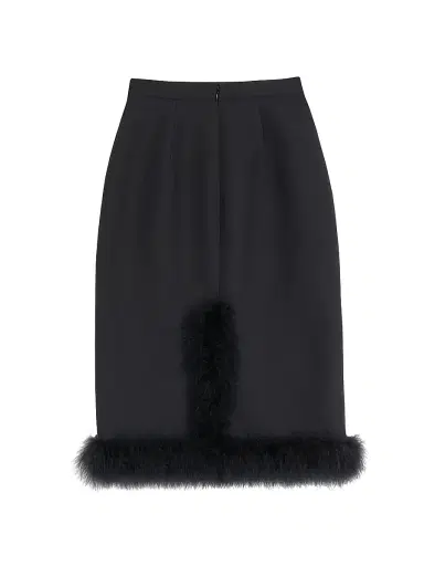 Valentino Garavani Women's Crepe Couture Skirt with Feathers - Black - Size 8 | Thumbnail 2