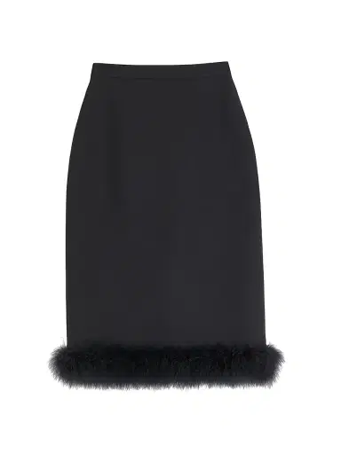 Valentino Garavani Women's Crepe Couture Skirt with Feathers - Black - Size 8 | Thumbnail 1