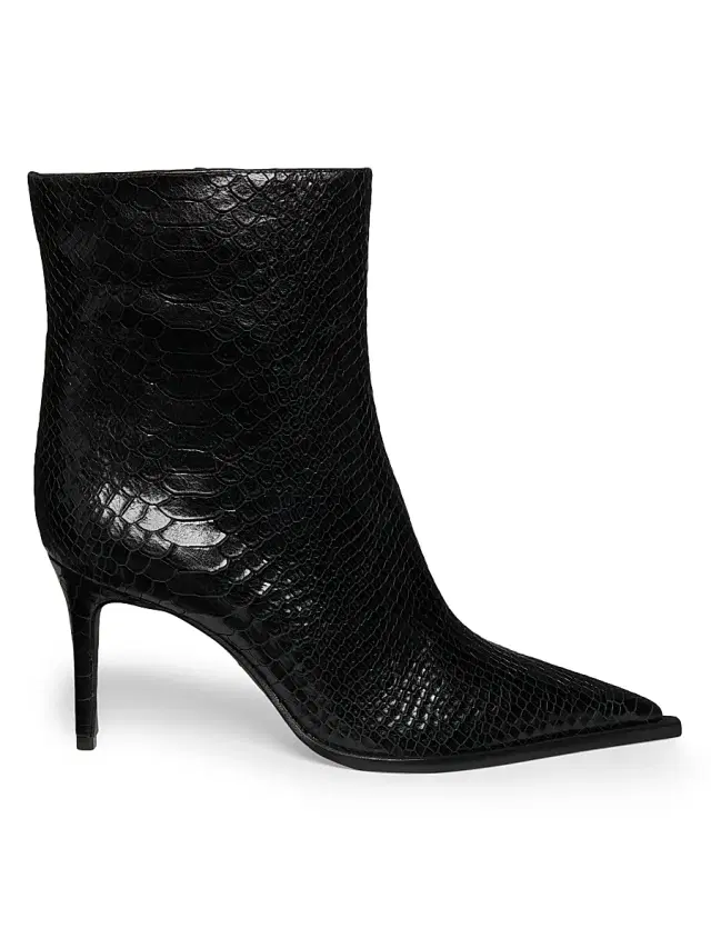 Schutz Women's Mary 8MM Snake-Embossed Leather Boots - Black