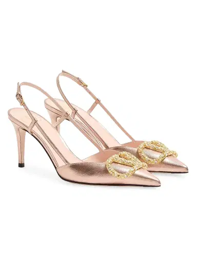 Valentino Garavani Women's VLogo Signature Laminated Nappa Leather 80MM Slingback Pumps | Thumbnail 2 Valentino Garavani Women's VLogo Signature Laminated Nappa Leather 80MM Slingback Pumps | Thumbnail 2