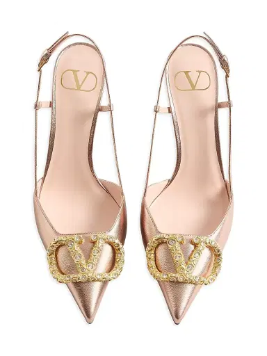 Valentino Garavani Women's VLogo Signature Laminated Nappa Leather 80MM Slingback Pumps | Thumbnail 4 Valentino Garavani Women's VLogo Signature Laminated Nappa Leather 80MM Slingback Pumps | Thumbnail 4