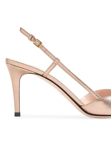 Valentino Garavani Women's VLogo Signature Laminated Nappa Leather 80MM Slingback Pumps - Rose Cannelle Crystal - Size 11 | Thumbnail 6