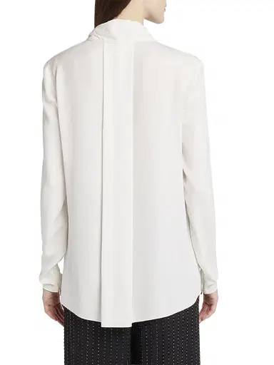 Giorgio Armani Women's Silk Georgette Shawl-Collar Blouse - White - Size 8 | Thumbnail 4 Giorgio Armani Women's Silk Georgette Shawl-Collar Blouse - White - Size 8 | Thumbnail 4