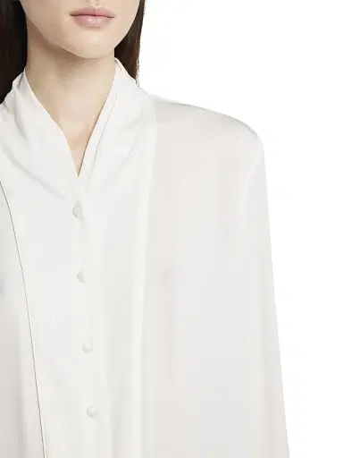 Giorgio Armani Women's Silk Georgette Shawl-Collar Blouse - White - Size 8 | Thumbnail 5 Giorgio Armani Women's Silk Georgette Shawl-Collar Blouse - White - Size 8 | Thumbnail 5