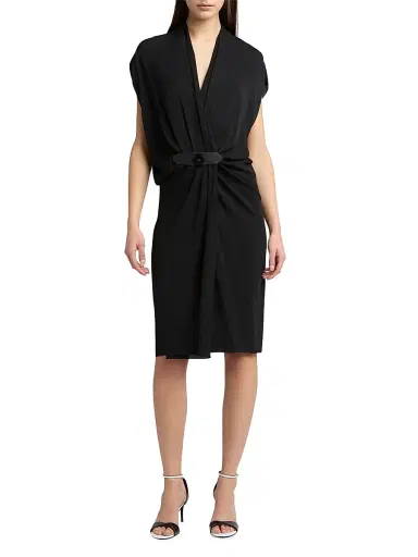 Giorgio Armani Women's Silk Gathered Midi-Dress - Black - Size 8 | Thumbnail 2 Giorgio Armani Women's Silk Gathered Midi-Dress - Black - Size 8 | Thumbnail 2