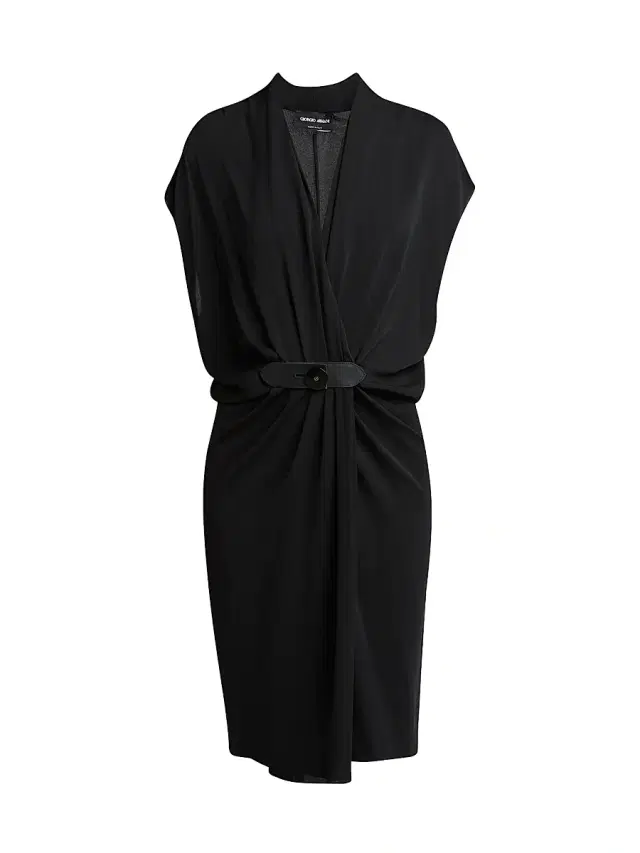 Giorgio Armani Women's Silk Gathered Midi-Dress - Black