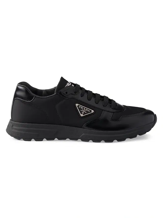 Prada Men's Prax Re-Nylon and Leather Sneakers - Black