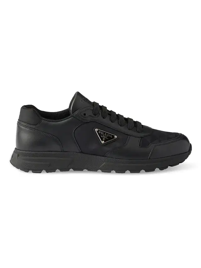 Prada Men's Prax 2.0 Re-Nylon and Leather Sneakers - Black