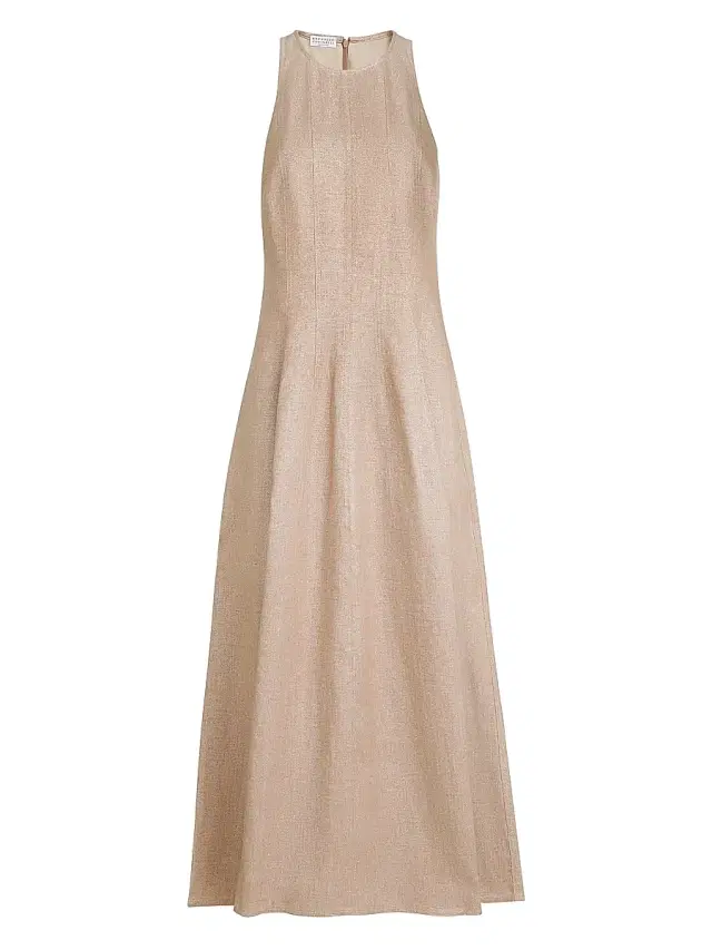 Women's Sparkling Linen Twill Dress - Antique Pink