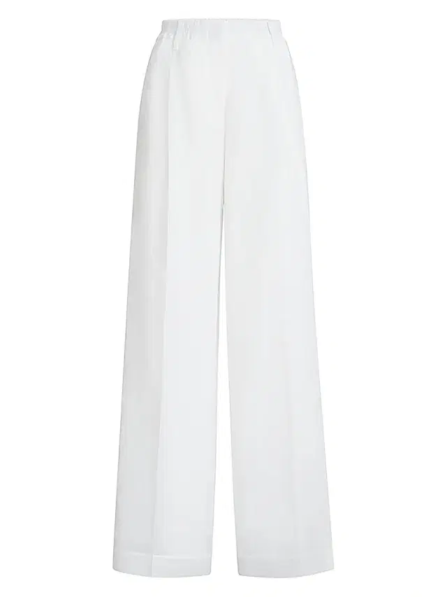 Women's Cotton Organza Sartorial Track Trousers with Monili - White