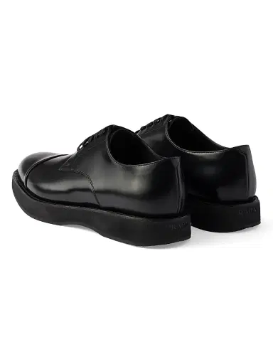Prada Men's Brushed Leather Lace-Up Shoes - Black - Size 10.5 | Thumbnail 3 Prada Men's Brushed Leather Lace-Up Shoes - Black - Size 10.5 | Thumbnail 3