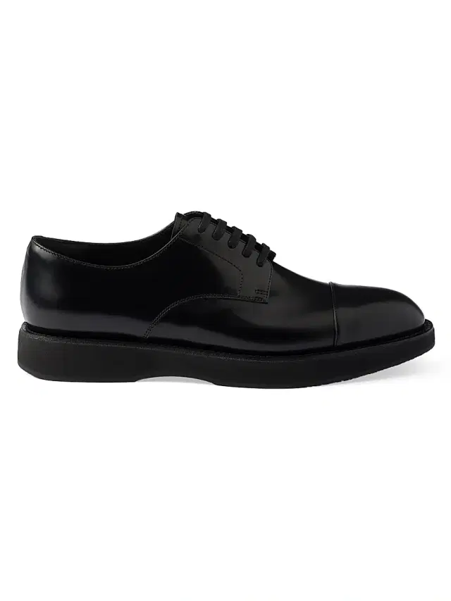 Men's Brushed Leather Lace-Up Shoes - Black