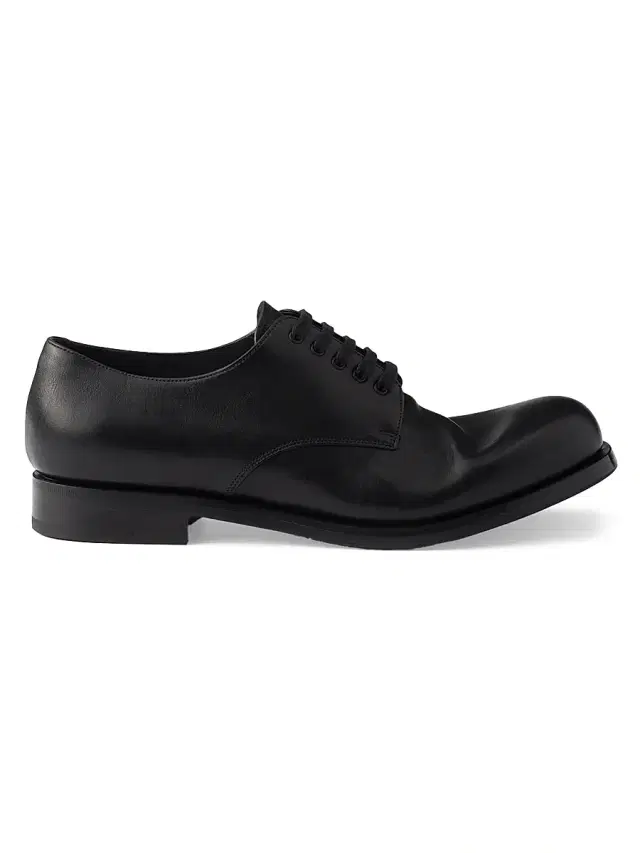 Men's Antiqued Leather Laced Derby Shoes - Black