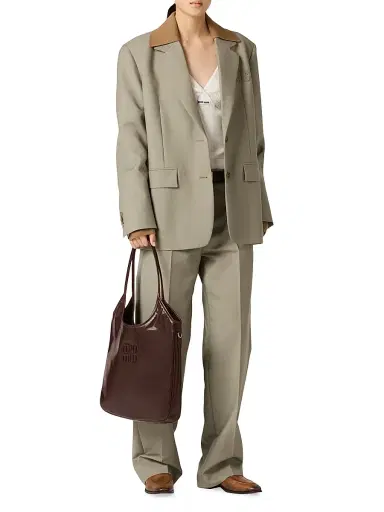 Miu Miu Women's Ivy Leather Tote Bag - Brown | Thumbnail 2 Miu Miu Women's Ivy Leather Tote Bag - Brown | Thumbnail 2
