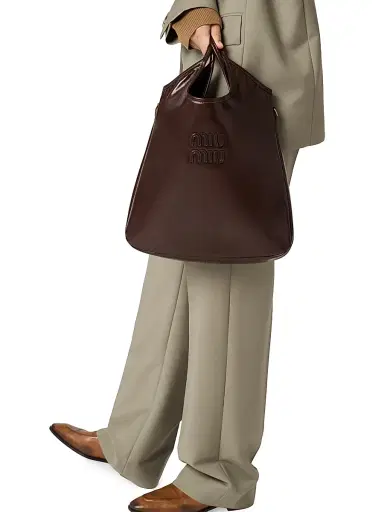 Miu Miu Women's Ivy Leather Tote Bag - Brown | Thumbnail 4 Miu Miu Women's Ivy Leather Tote Bag - Brown | Thumbnail 4