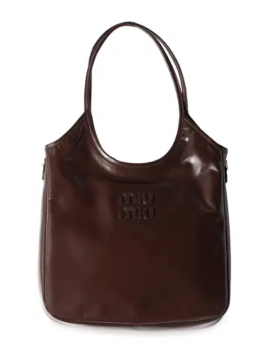 Miu Miu Women's Ivy Leather Tote Bag - Brown | Thumbnail 1 Miu Miu Women's Ivy Leather Tote Bag - Brown | Thumbnail 1