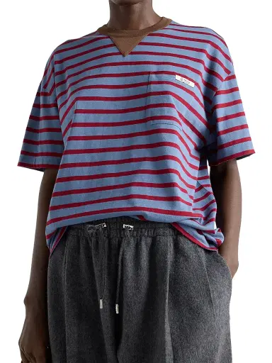 Prada Women's Oversized Striped Jersey T-Shirt | Thumbnail 2 Prada Women's Oversized Striped Jersey T-Shirt | Thumbnail 2