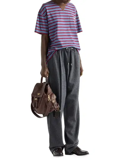 Prada Women's Oversized Striped Jersey T-Shirt | Thumbnail 6 Prada Women's Oversized Striped Jersey T-Shirt | Thumbnail 6