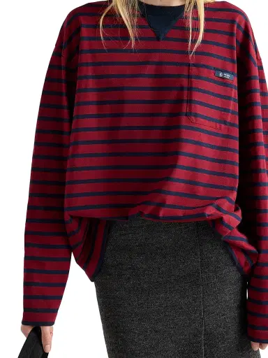 Prada Women's Long-Sleeved Striped Jersey T-Shirt | Thumbnail 4 Prada Women's Long-Sleeved Striped Jersey T-Shirt | Thumbnail 4