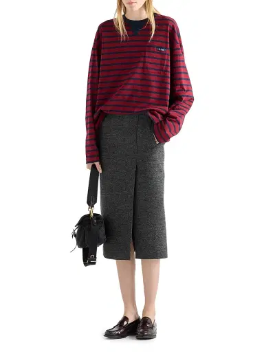 Prada Women's Long-Sleeved Striped Jersey T-Shirt | Thumbnail 6 Prada Women's Long-Sleeved Striped Jersey T-Shirt | Thumbnail 6