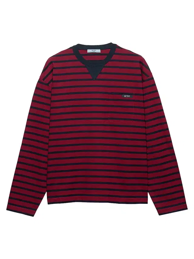 Women's Long-Sleeved Striped Jersey T-Shirt - Dark Red