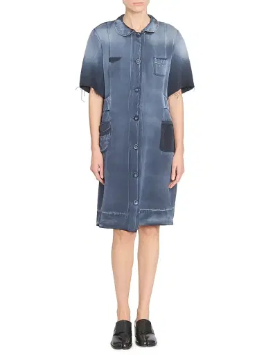 Maison Margiela Women's Industrial Satin Button-Front Knee-Length Dress - Corrosed Blue | Thumbnail 2 Maison Margiela Women's Industrial Satin Button-Front Knee-Length Dress - Corrosed Blue | Thumbnail 2