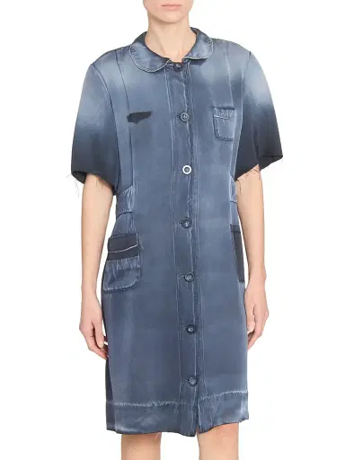 Maison Margiela Women's Industrial Satin Button-Front Knee-Length Dress - Corrosed Blue | Thumbnail 3 Maison Margiela Women's Industrial Satin Button-Front Knee-Length Dress - Corrosed Blue | Thumbnail 3