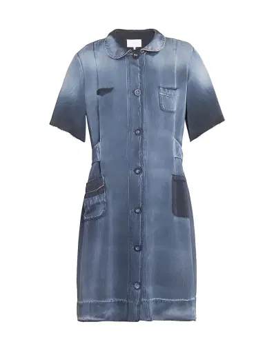 Maison Margiela Women's Industrial Satin Button-Front Knee-Length Dress - Corrosed Blue | Thumbnail 1 Maison Margiela Women's Industrial Satin Button-Front Knee-Length Dress - Corrosed Blue | Thumbnail 1