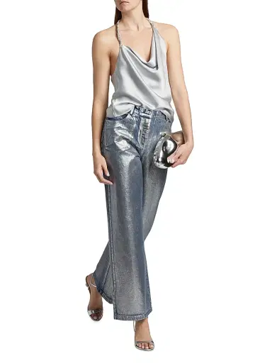 Significant Other Women's Sabrina Silver Foil Jeans - Silver Foil | Thumbnail 2