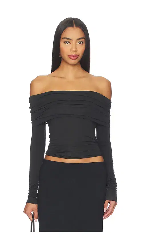 Sheer Modal Off Shoulder Long Sleeve Top