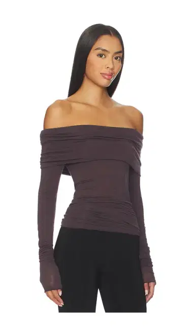 SKIMS Sheer Modal Off Shoulder Long Sleeve | Thumbnail 2