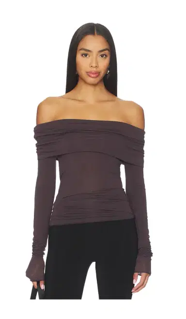 SKIMS Sheer Modal Off Shoulder Long Sleeve | Thumbnail 1