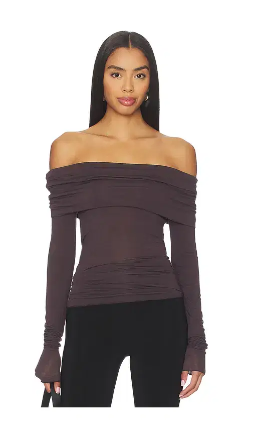 Sheer Modal Off Shoulder Long Sleeve